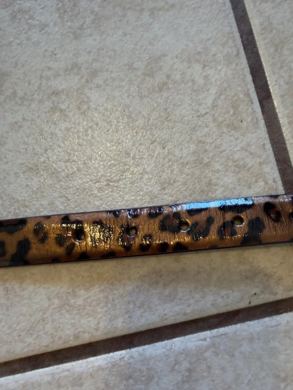 Leopard Print Women's Leather Belt - Brown